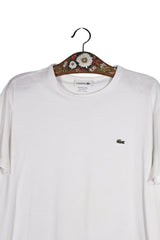 Tricou - LACOSTE alb din bumbac cu logo brodat – XL – Femei - detaliu