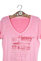 Tricou - Napapijri roz spalacit cu imprimeu frontal – M – Femei - detaliu