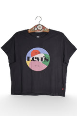 Tricou - Levi's negru cu imprimeu grafic colorat – XS – Femei - fata