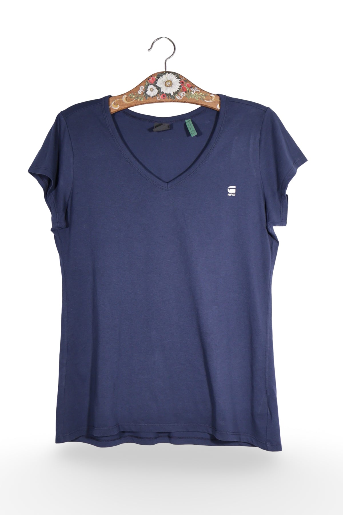 Tricou - G-star bleumarin cu decolteu in V din jerseu – XL – Femei - fata