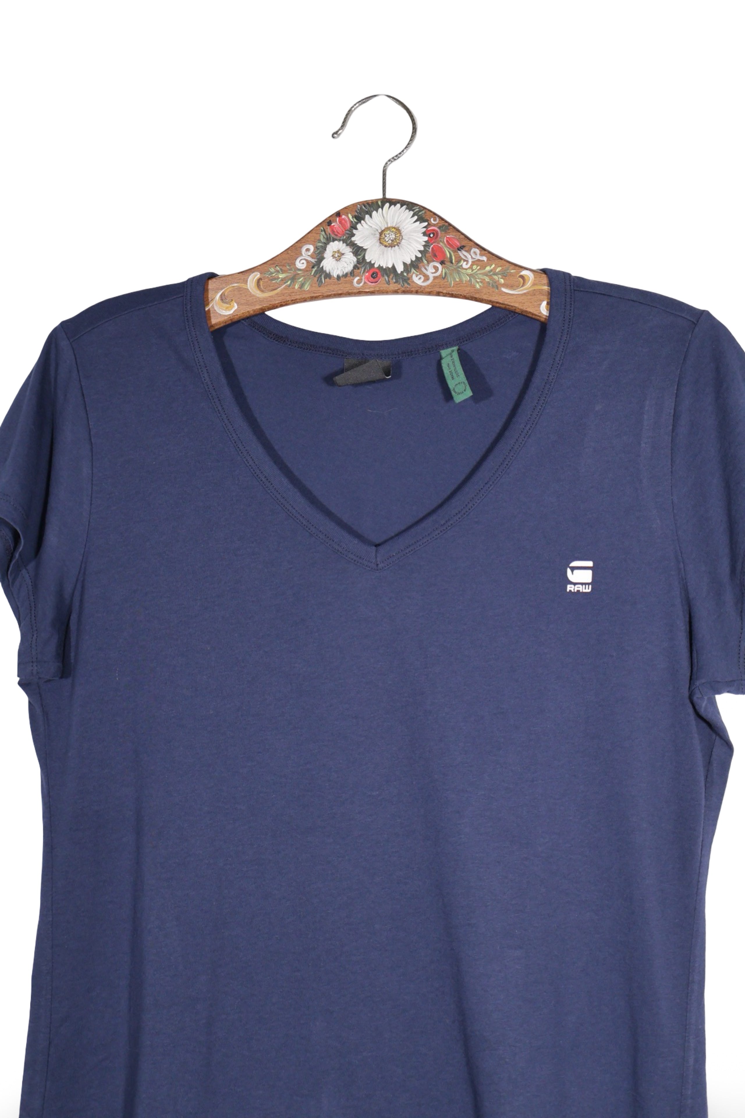 Tricou - G-star bleumarin cu decolteu in V din jerseu – XL – Femei - detaliu