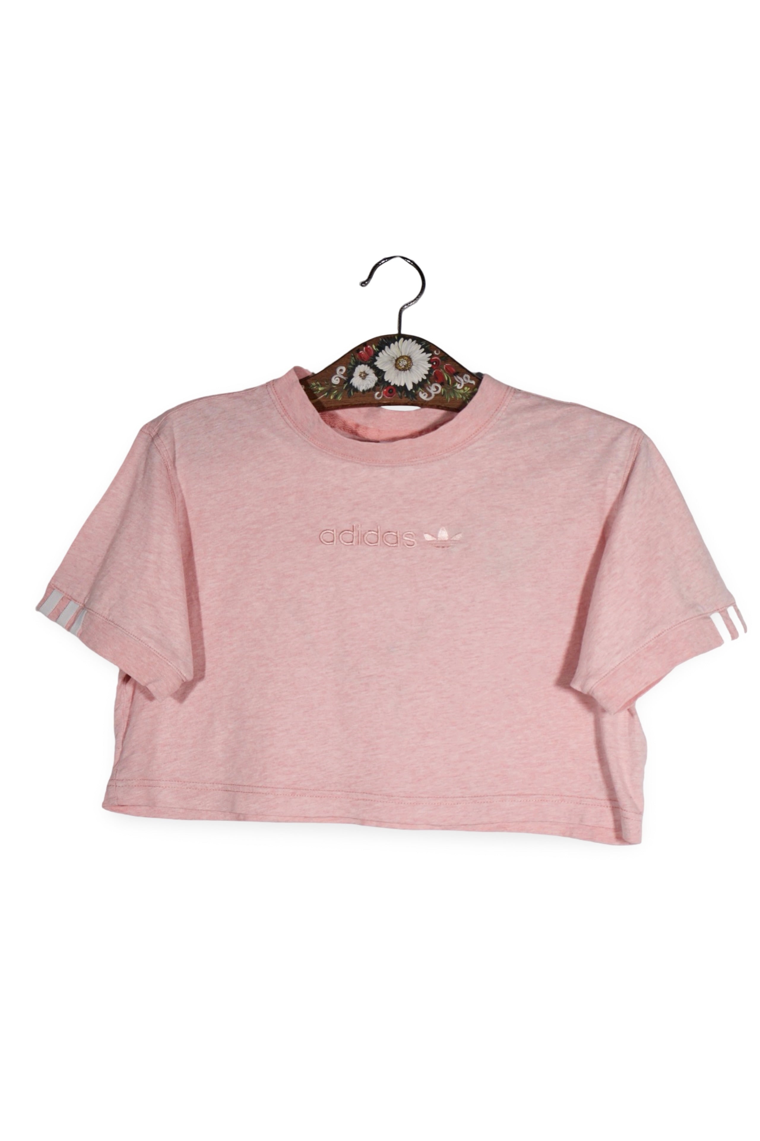 Top - adidas roz pudrat cu logo brodat – S – Femei - fata