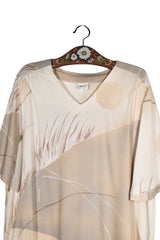Tricou - Vintage bej cu print abstract fluid – XL – Femei - detaliu