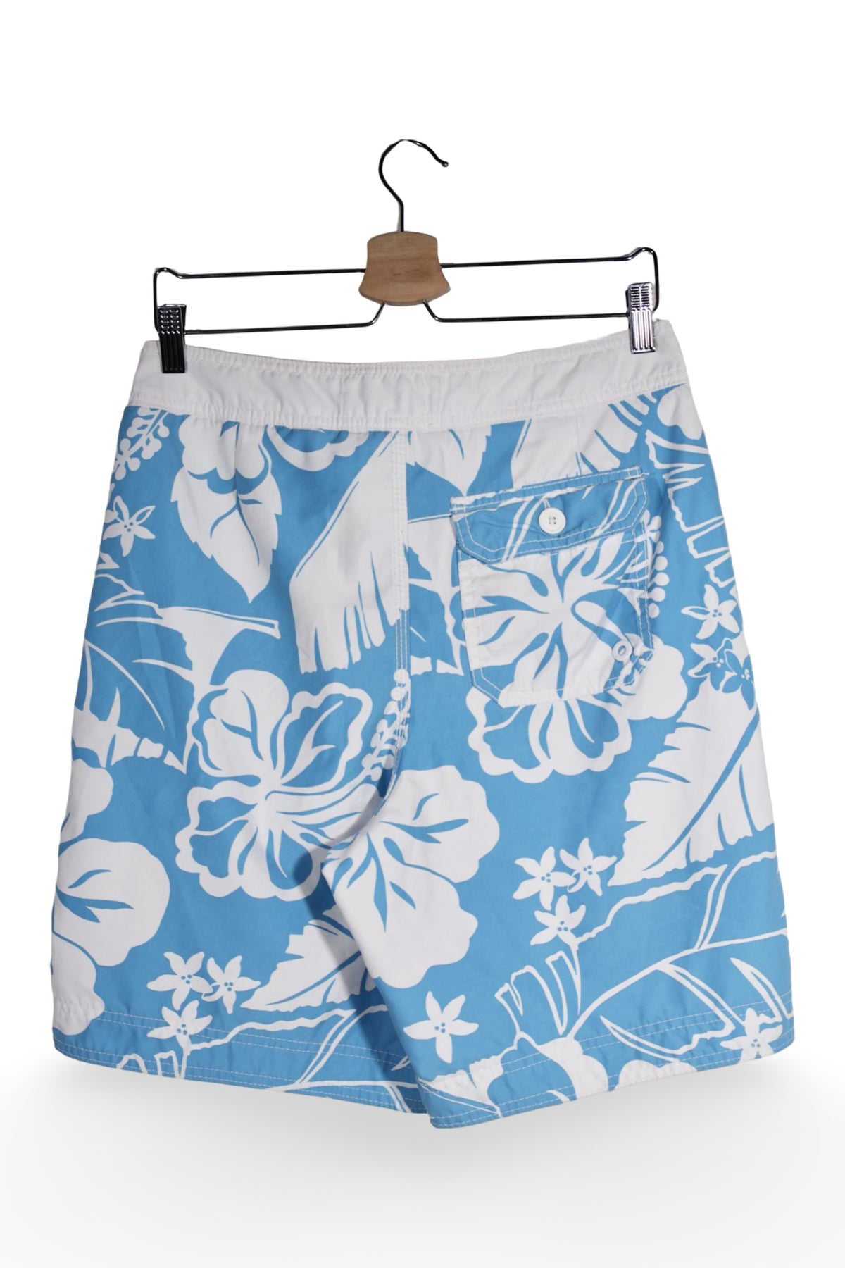Pantaloni - Abercrombie&Fitch scurti tropicali alb-albaștri din poliester – XS – Bărbați - spate
