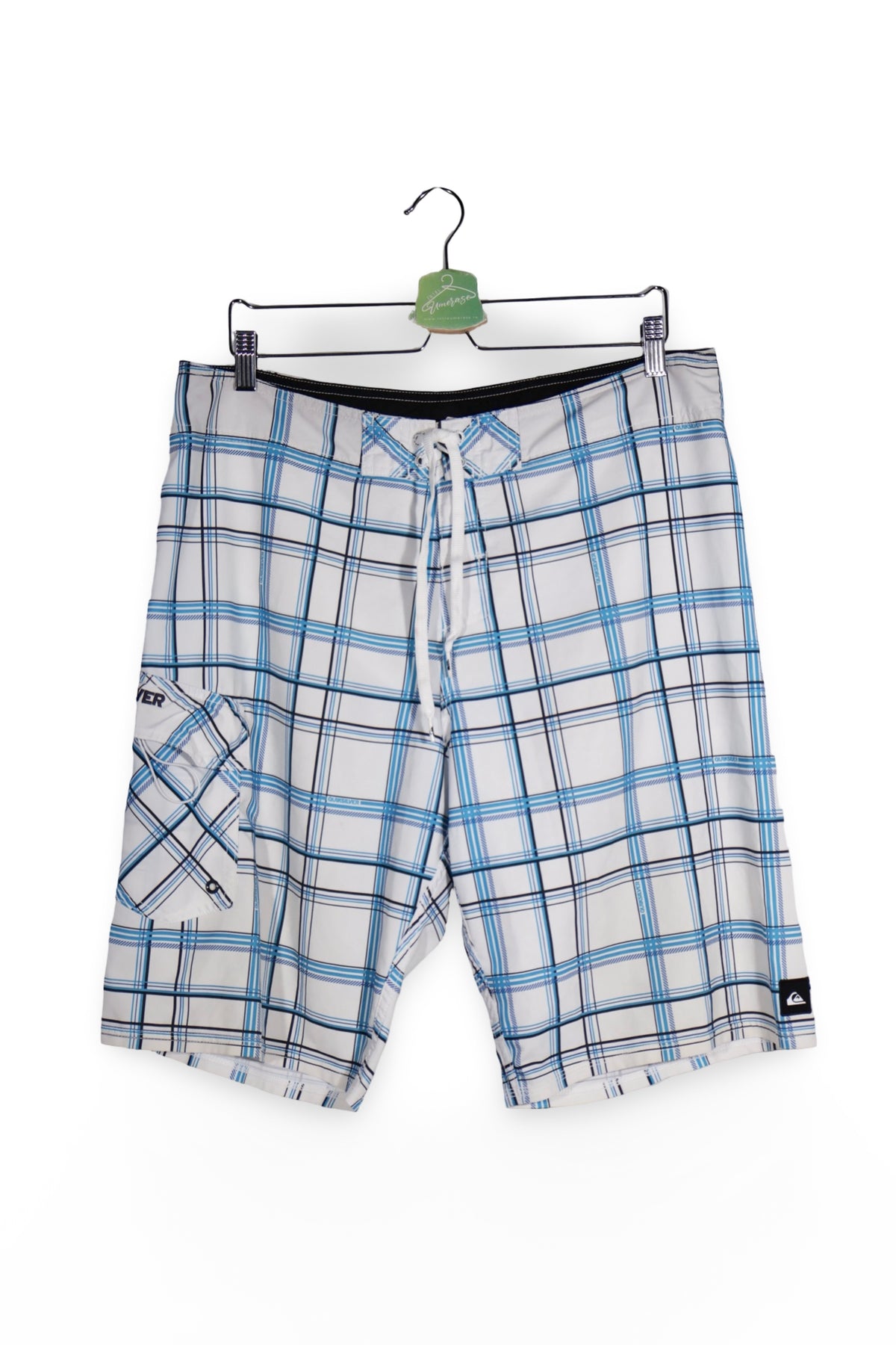 Pantaloni scurți - Quiksilver boardshorts albastre cu carouri – L – Bărbați - fata