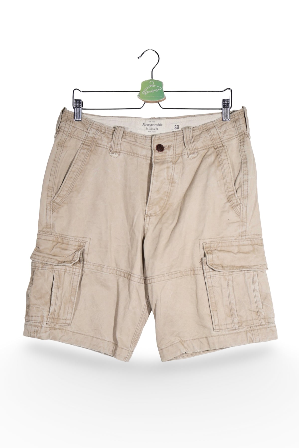 Pantaloni scurți - Abercrombie&Fitch cargo bej din bumbac – S – Bărbați - fata
