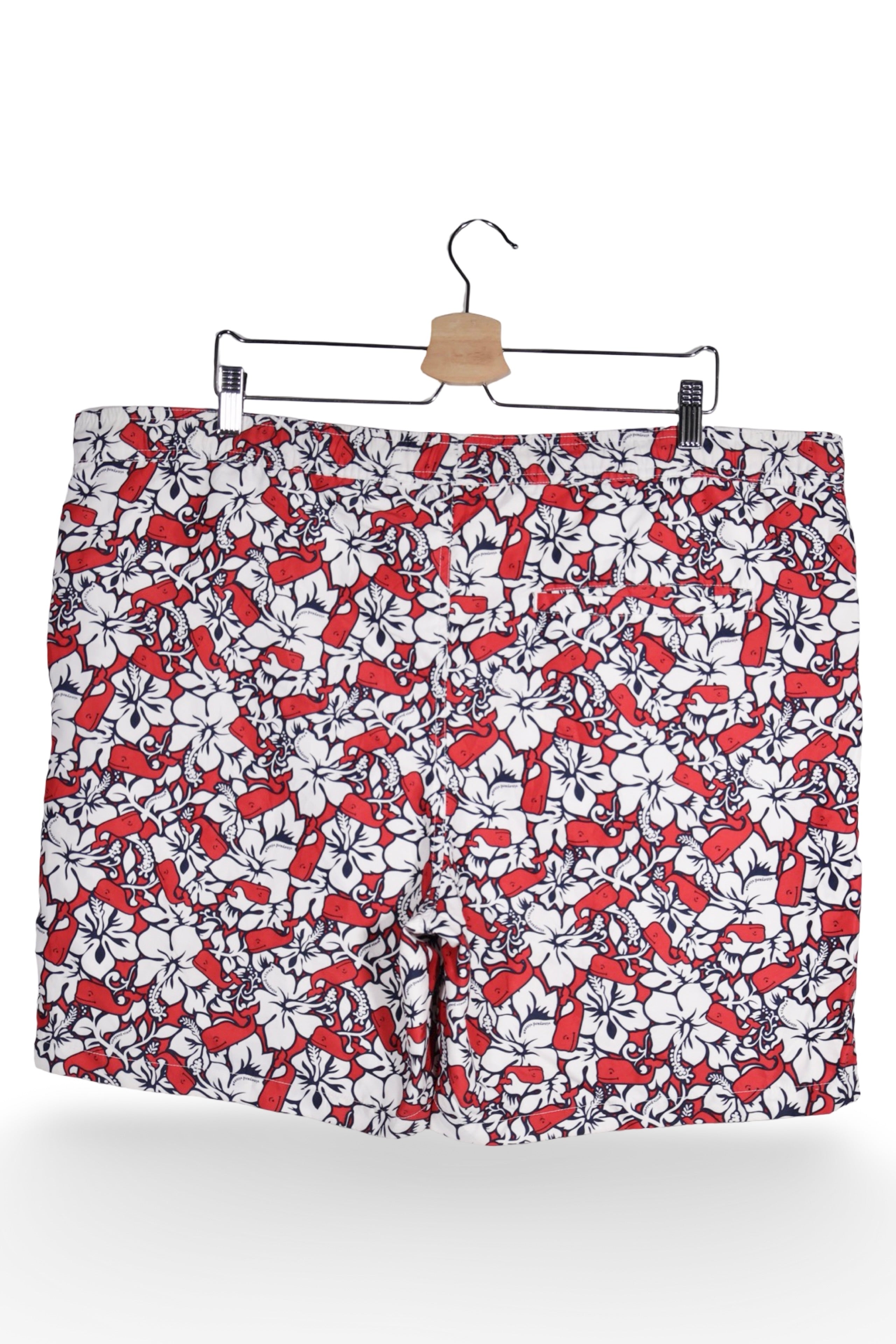 Pantaloni scurți - Vintage boardshorts albe cu imprimeu tropical – XL – Bărbați - spate
