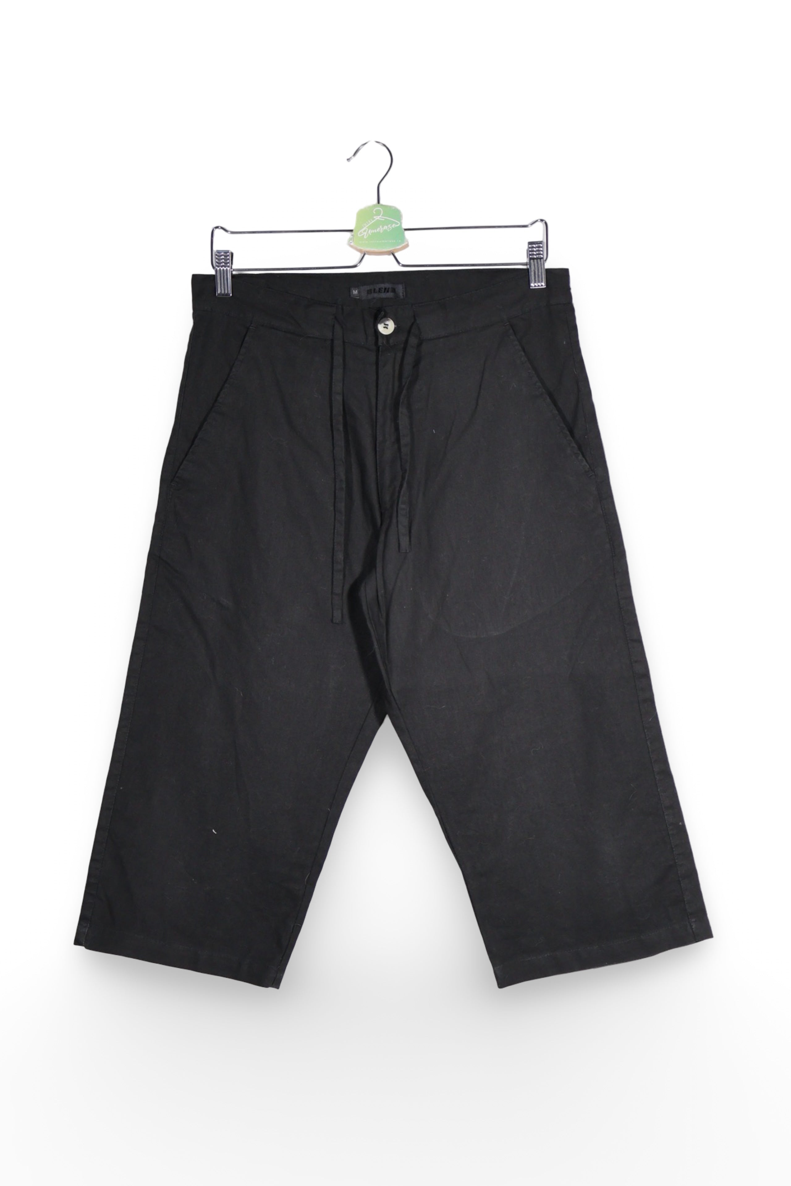 Pantaloni 2/3 - Premium chino negru din in si bumbac – M – Bărbați - fata