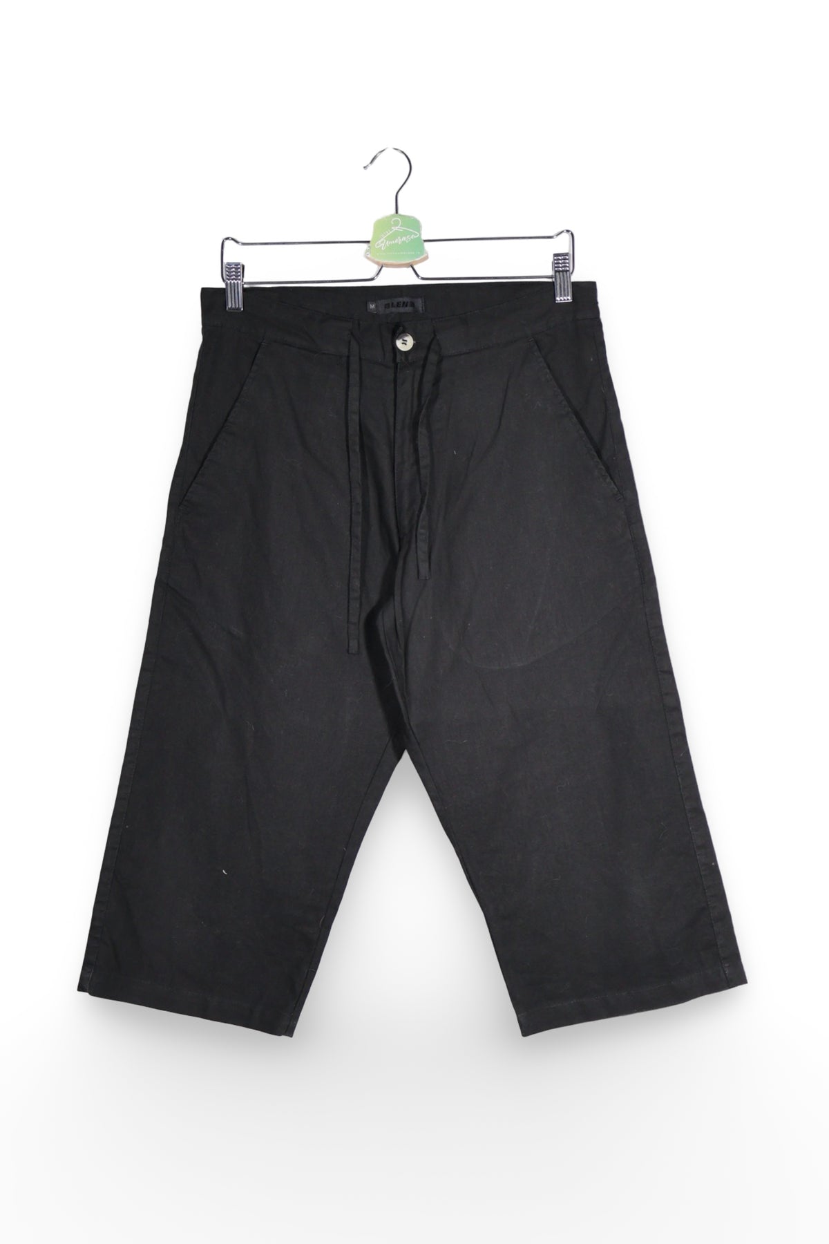 Pantaloni 2/3 - Premium chino negru din in si bumbac – M – Bărbați - fata
