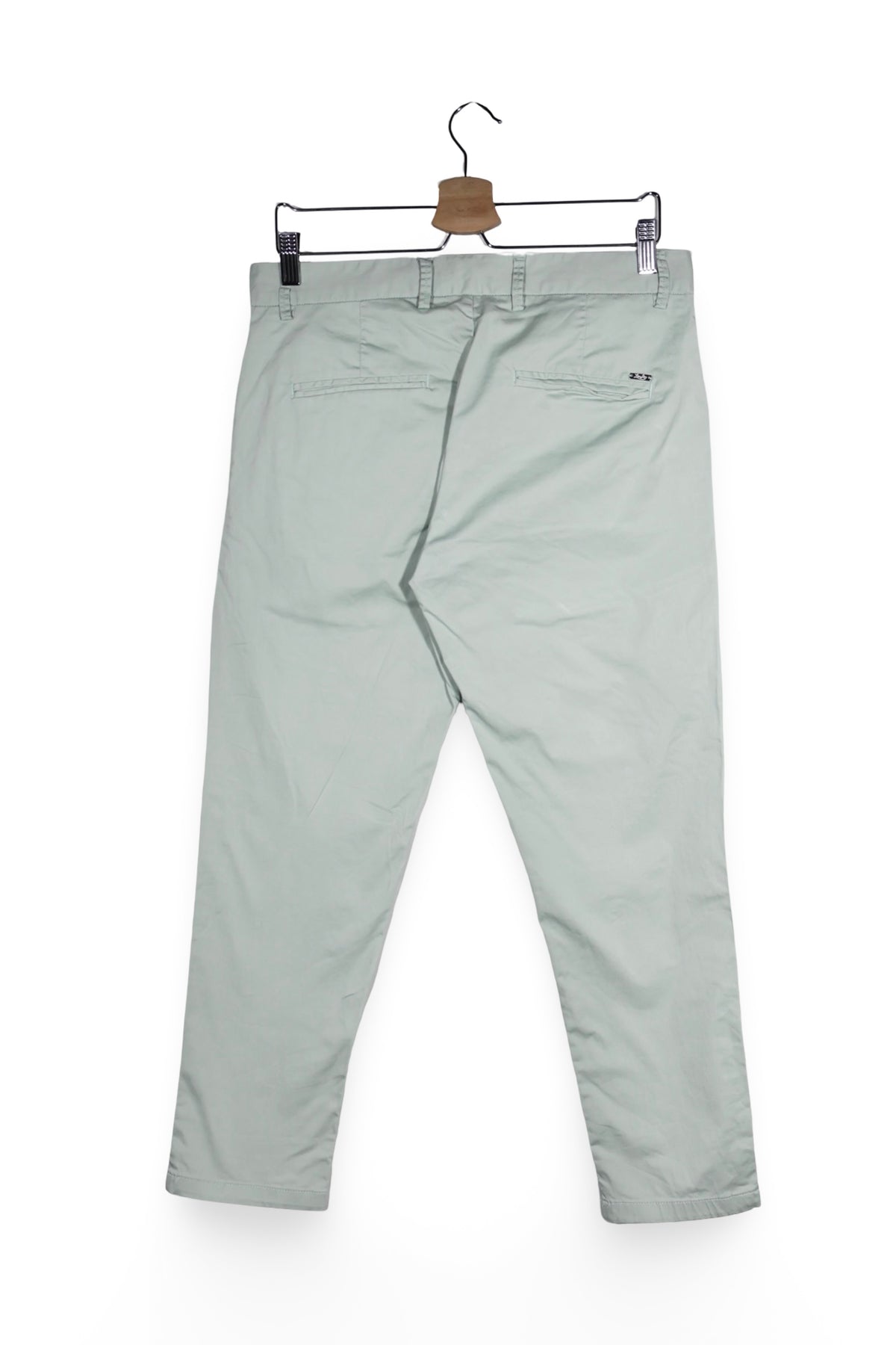 Pantaloni - Lui Jo chino verde-salvie din bumbac – M – Bărbați