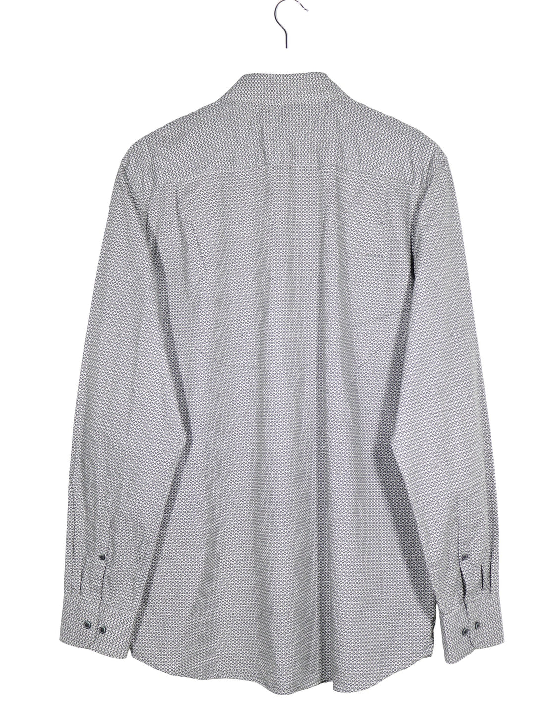 Camasa C&A gri deschis cu imprimeu geometric alb-negru mărime L vedere din spate second-hand premium