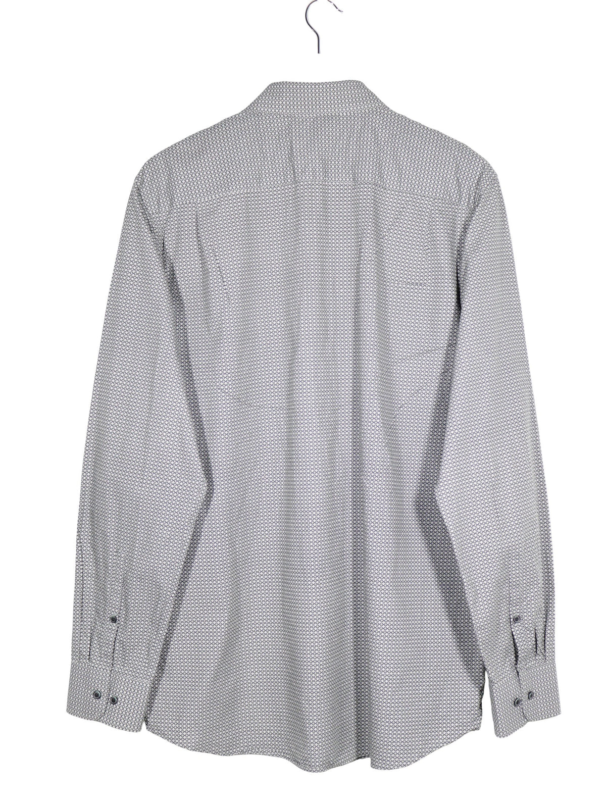 Camasa C&A gri deschis cu imprimeu geometric alb-negru mărime L vedere din spate second-hand premium