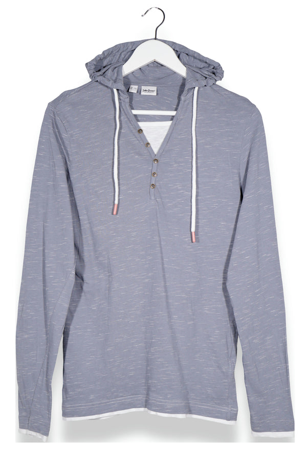 Bluză John Baner casual cu glugă de inspirație henley – S – Bărbați