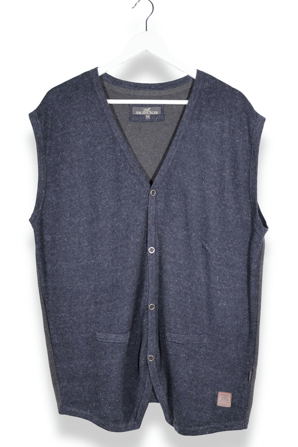 Vestă JIM SPENCER casual din tricot fin cu închidere pe nasturi – XXL – Bărbați