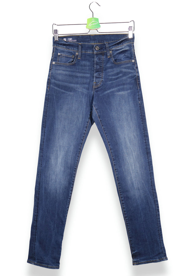 Blugi G-STAR RAW 3301 cu croială regular tapered și aspect ușor spălat – XXS/XS W26 – Bărbați