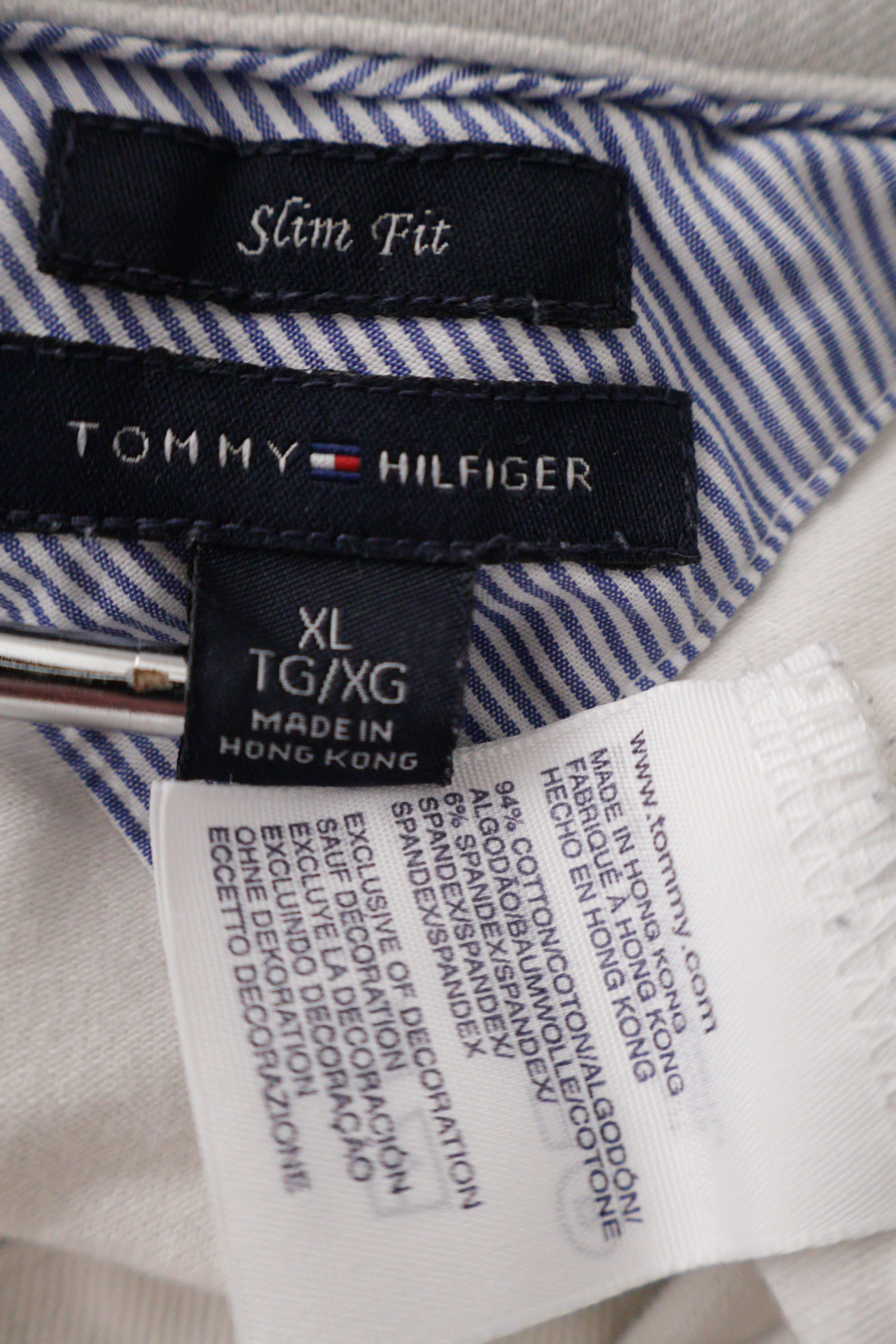 Eticheta marime si compozitie (rotita dreapta) - Tricou - Tommy Hilfiger alb slim fit din bumbac – XL – Femei
