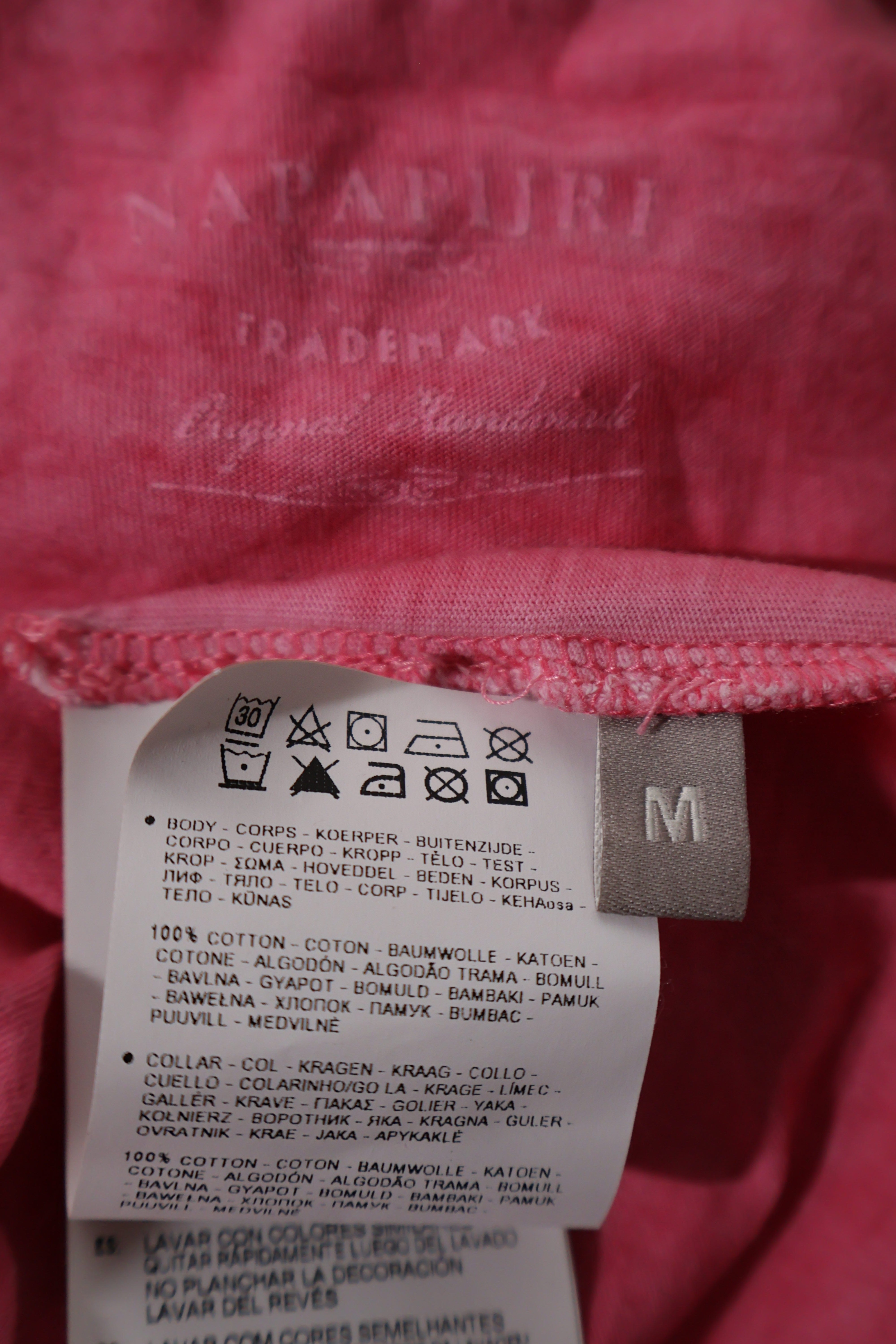 Eticheta marime si compozitie (rotita dreapta) - Tricou - Napapijri roz spalacit cu imprimeu frontal – M – Femei