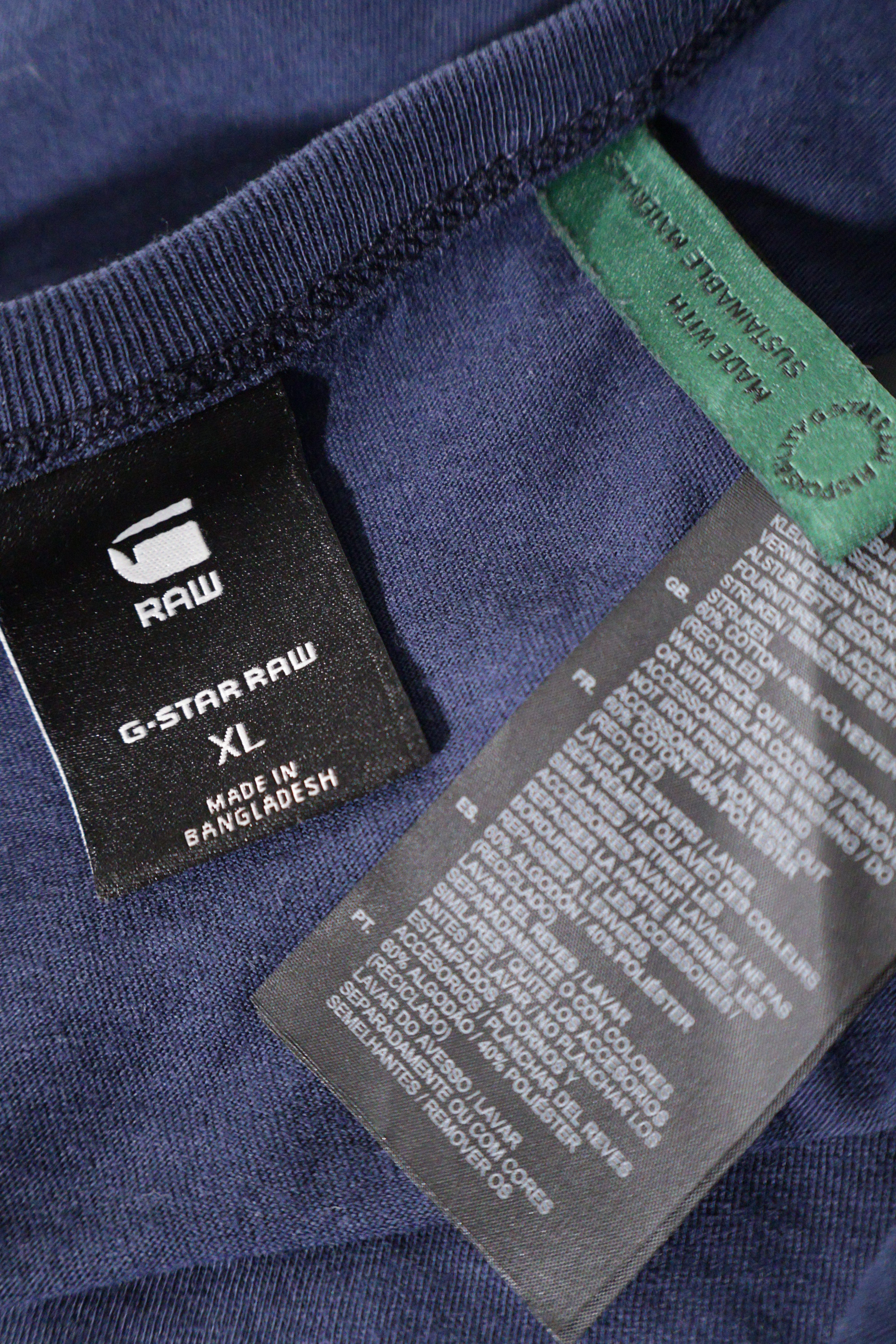 Eticheta marime si compozitie (rotita dreapta) - Tricou - G-star bleumarin cu decolteu in V din jerseu – XL – Femei