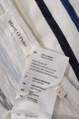 Eticheta marime si compozitie (rotita dreapta) - Tricou - Marc O'Polo alb cu dungi marine texturate – L – Femei