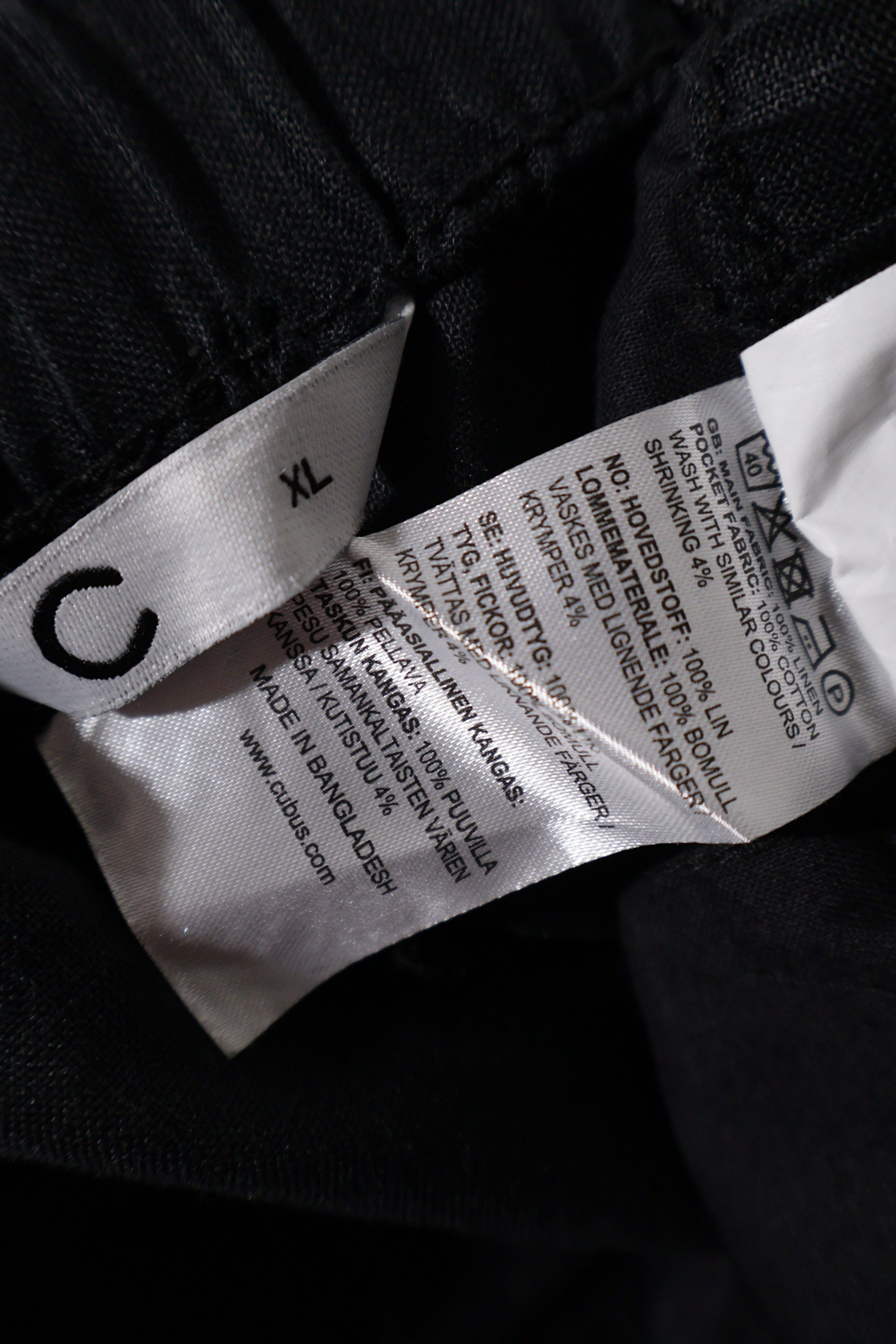 Eticheta marime si compozitie (rotita dreapta) - Pantaloni - Alte Branduri negri din in cu talie elastică – XL – Femei