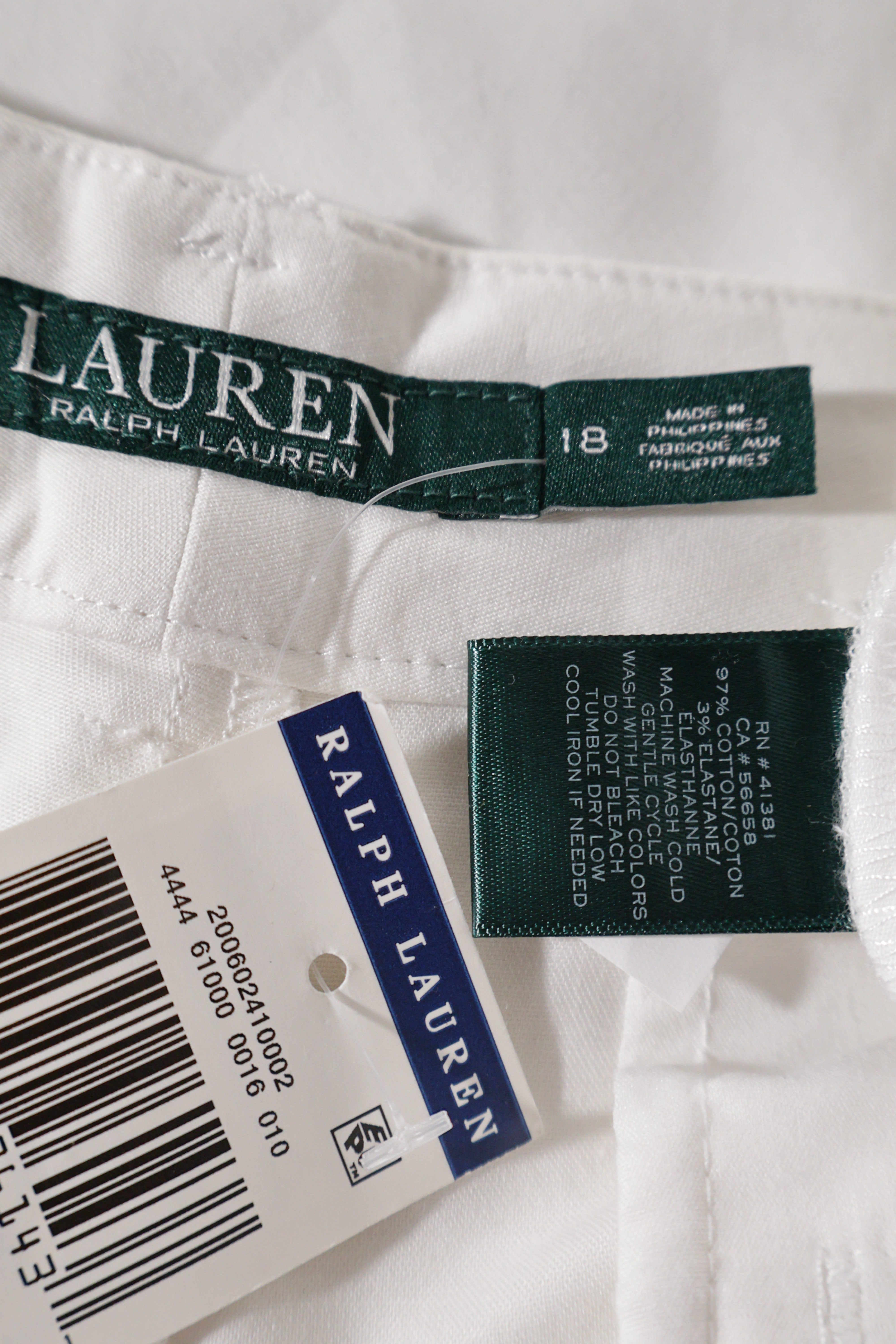 Eticheta marime si compozitie (rotita dreapta) - Pantaloni scurți - Ralph Lauren chino alb ivoire din bumbac – 3XL – Femei
