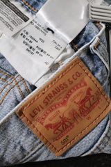 Eticheta marime si compozitie (rotita dreapta) - Blugi scurți - Levi's blugi scurti bleu decolorați, tiv franjurat – XS – Femei