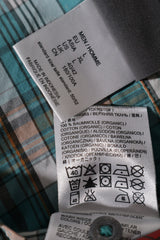 Eticheta marime si compozitie (rotita dreapta) - Cămașă - Jack Wolfskin în carouri albastre din bumbac organic – L – Bărbați