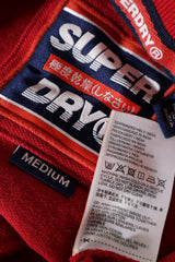 Eticheta marime si compozitie (rotita dreapta) - Tricou - Superdry polo rosu cu logo contrastant – M – Bărbați