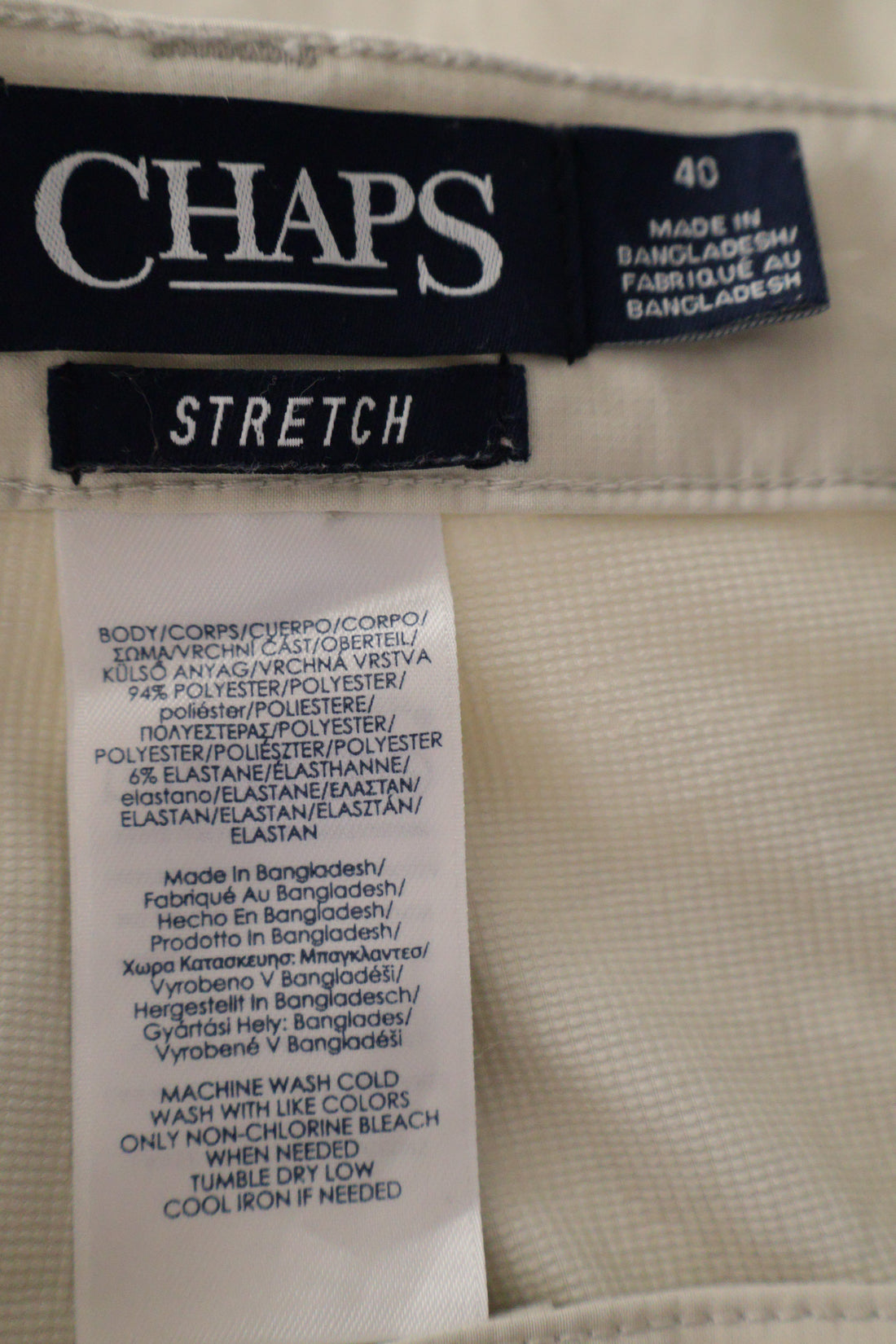 Eticheta marime si compozitie (rotita dreapta) - Pantaloni scurți - RALPH LAUREN cargo crem din material stretch – XXL – Bărbați