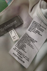 Eticheta marime si compozitie (rotita dreapta) - Rochie - Premium din bumbac&matase cu imprimeu floral pastel si croială evazată – L – Femei