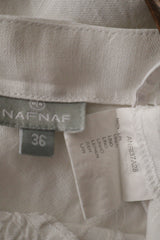 Eticheta marime si compozitie (rotita dreapta) - Rochie - Premium albă din in cu bretele fine – S – Femei