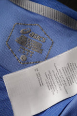 Eticheta marime si compozitie (rotita dreapta) - Tricou - ASICS albastru din poliester cu detalii reflective – L – Femei