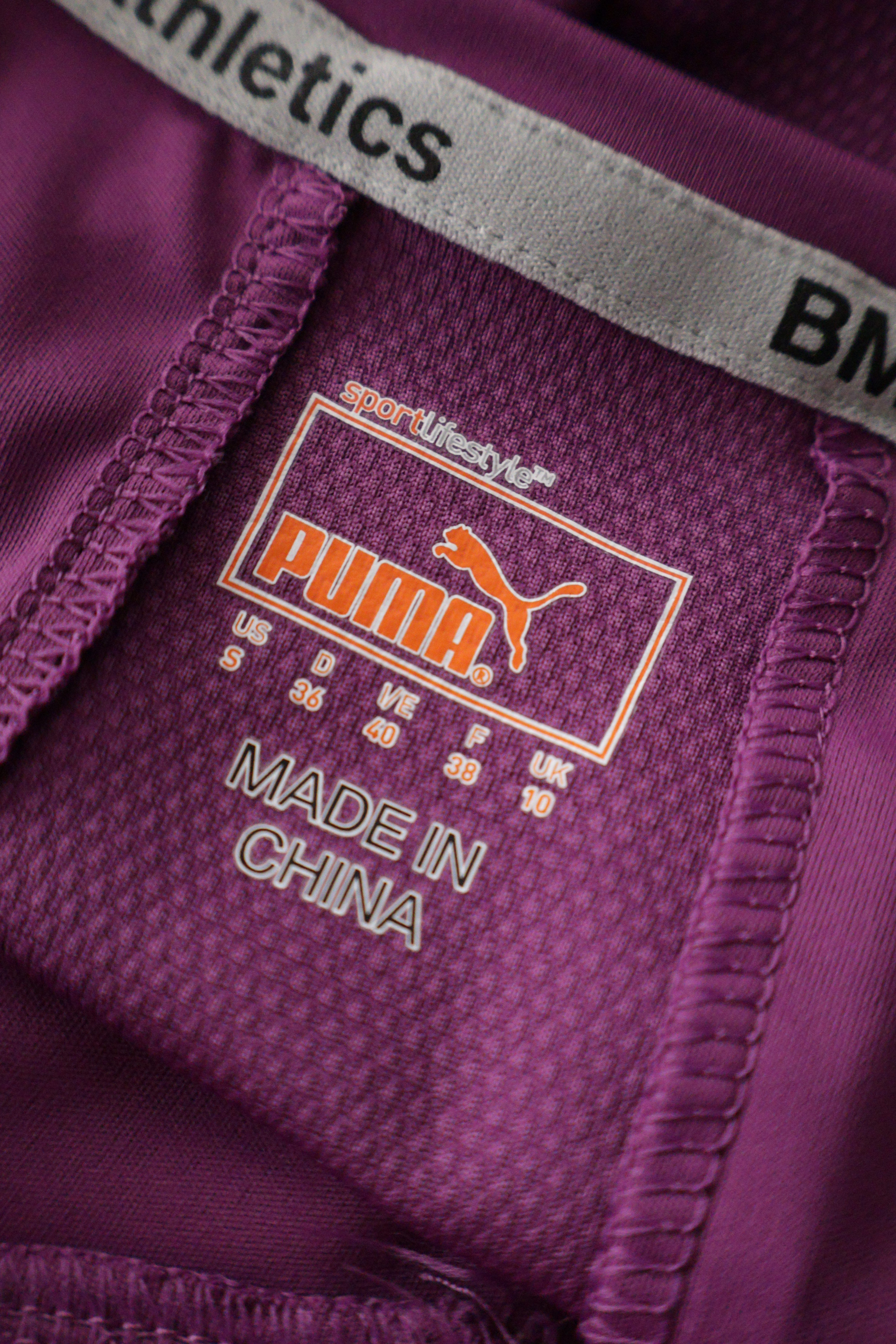 Eticheta marime si compozitie (rotita dreapta) - Tricou - PUMA violet cu croială sport și detalii reflective – S – Femei