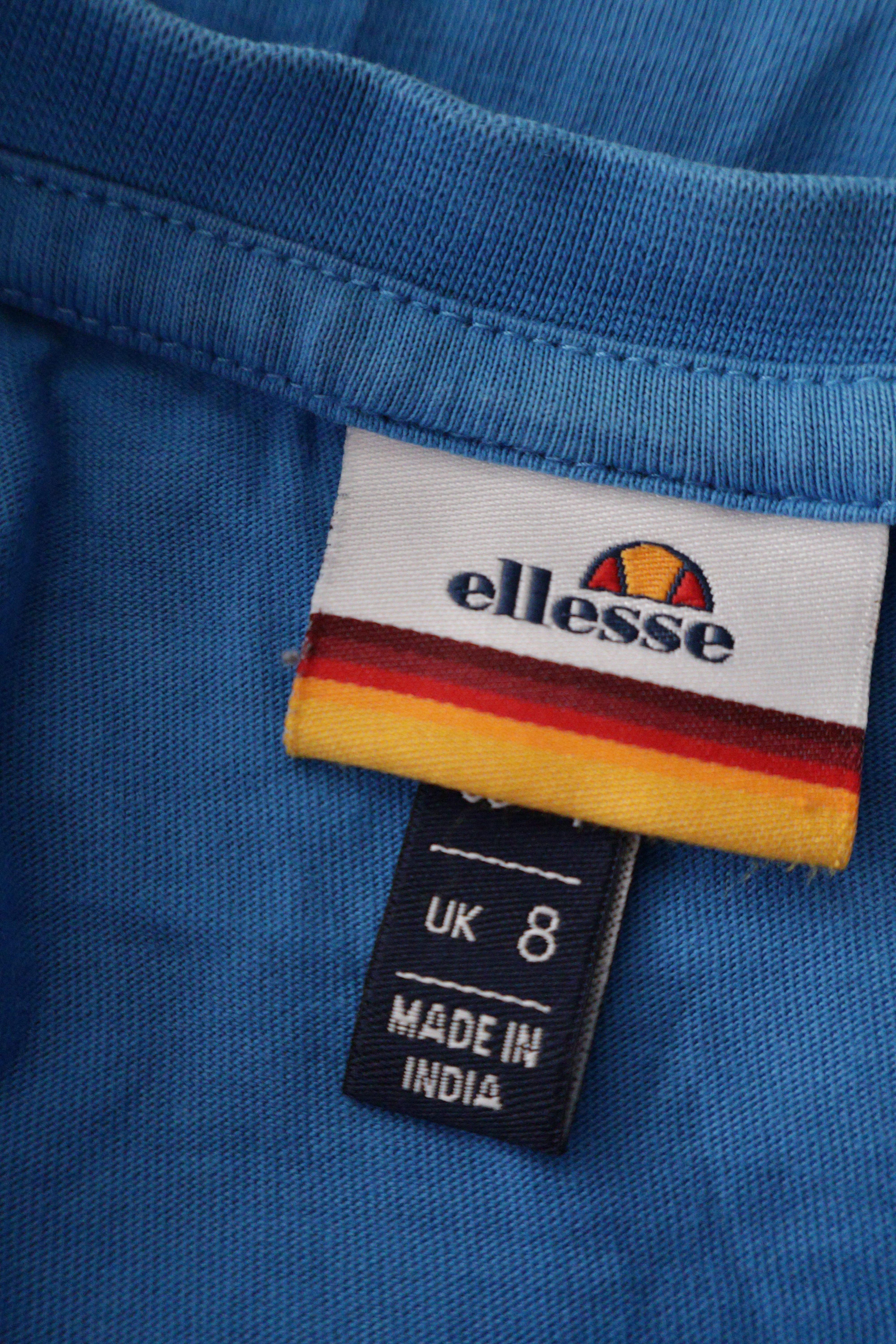Eticheta marime si compozitie (rotita dreapta) - Tricou - Ellesse albastru cu logo frontal supradimensionat – S – Femei