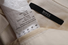 Eticheta marime si compozitie (rotita dreapta) - Pantaloni - BOSS Hugo Boss crem din bumbac / matase cu croială amplă – XL – Femei