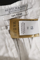 Eticheta marime si compozitie (rotita dreapta) - Pantaloni scurți - Scotch&Soda alb crem din bumbac cu croiala dreapta – S – Femei