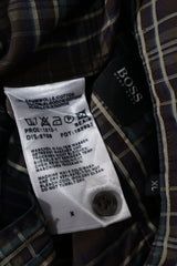 Eticheta marime si compozitie (rotita dreapta) - Cămașă - Hugo Boss maro cu carouri fine din bumbac – XL – Bărbați