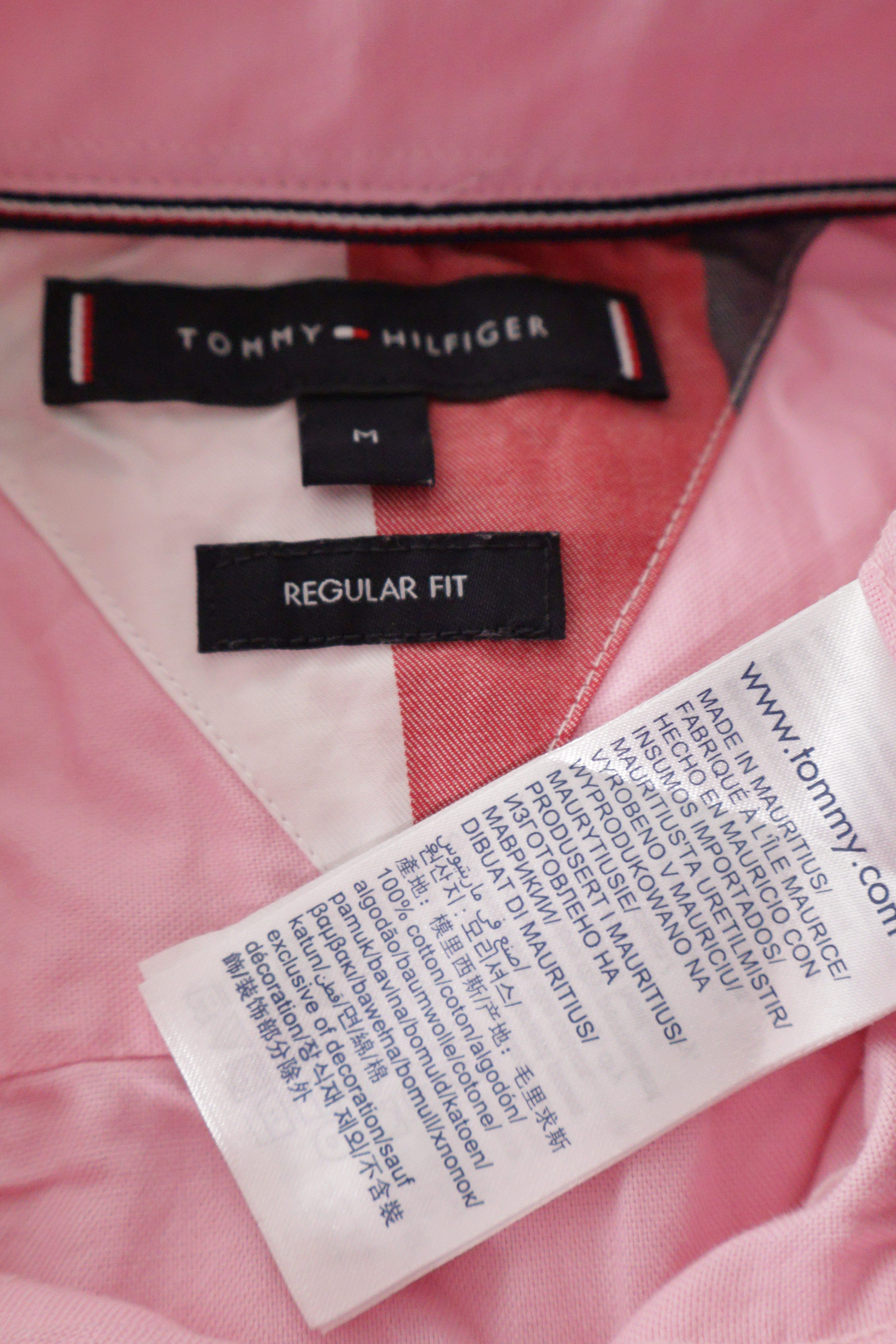 Eticheta marime si compozitie (rotita dreapta) - Cămașă - Tommy Hilfiger roz pal din bumbac cu croială regular fit – M – Bărbați