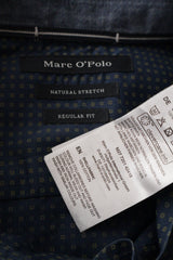 Eticheta marime si compozitie (rotita dreapta) - Cămașă - Marc O'Polo bleumarin din bumbac cu microimprimeu geometric – M – Bărbați