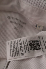 Eticheta marime si compozitie (rotita dreapta) - Tricou - Tom Tailor alb din bumbac cu guler polo – XL – Bărbați