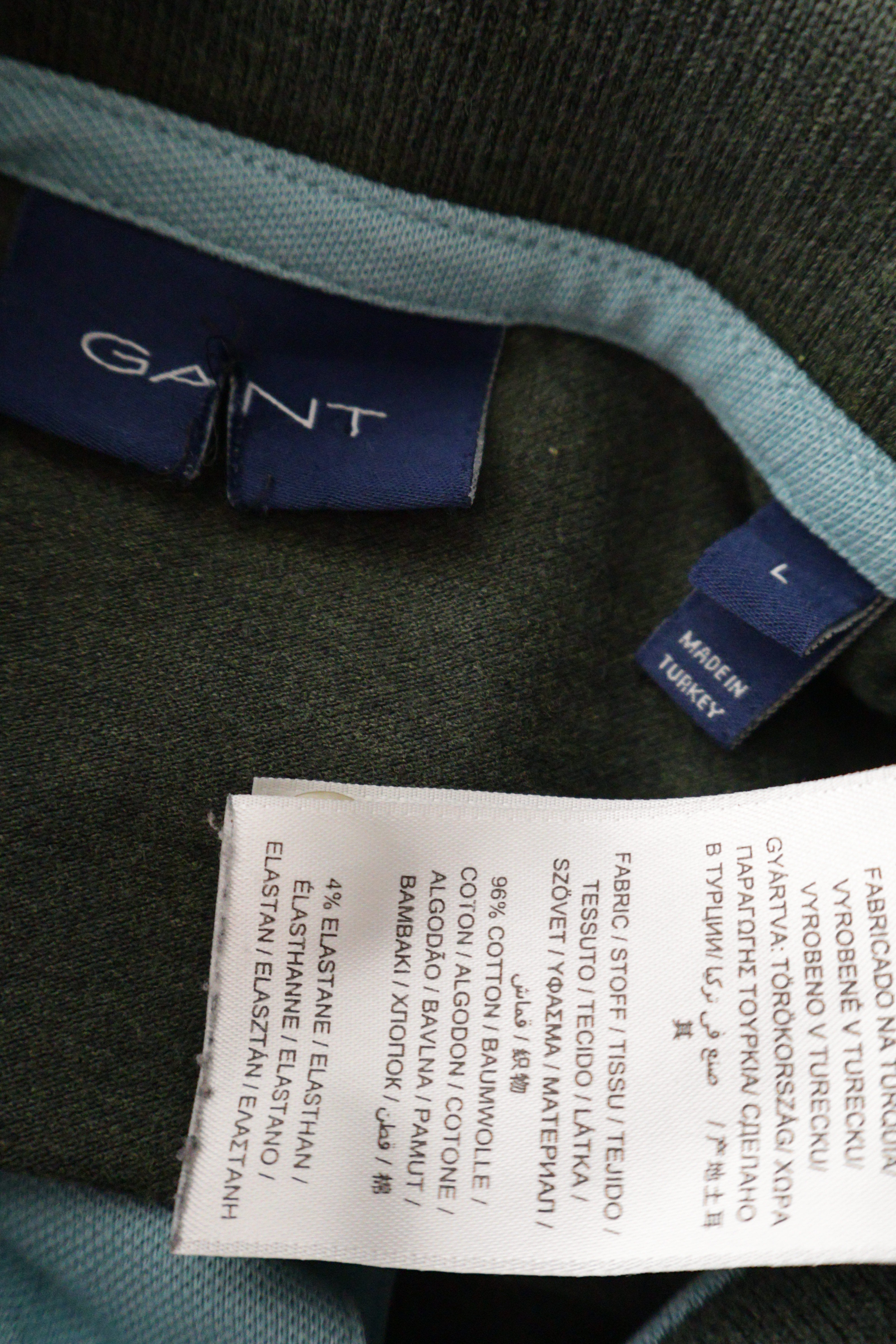 Eticheta marime si compozitie (rotita dreapta) - Tricou - GANT verde masliniu din bumbac cu croiala casual – L – Femei
