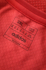 Eticheta marime si compozitie (rotita dreapta) - Tricou - Adidas roșu din poliester cu detalii grafice contrastante – 3XL – Bărbați