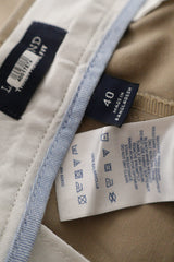 Eticheta marime si compozitie (rotita dreapta) - Pantaloni scurți - Lands' End bej din bumbac cu croială plisată – XXL – Bărbați