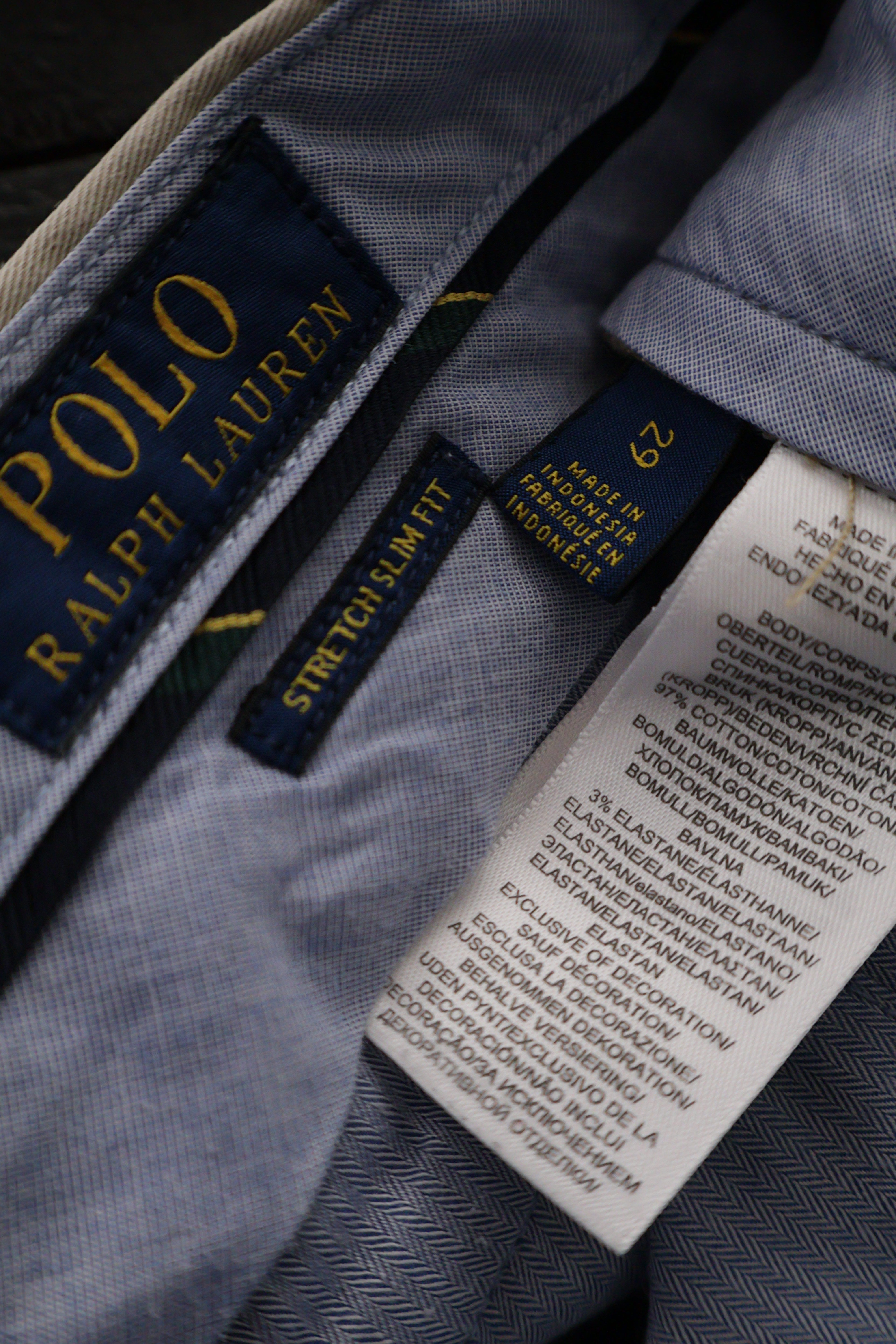 Eticheta marime si compozitie (rotita dreapta) - Pantaloni scurți - Ralph Lauren bej din bumbac twill cu croială clasică – XS – Bărbați