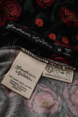 Eticheta marime si compozitie (rotita dreapta) - Rochie - Premium neagră cu imprimeu floral si croială fluidă – M – Femei