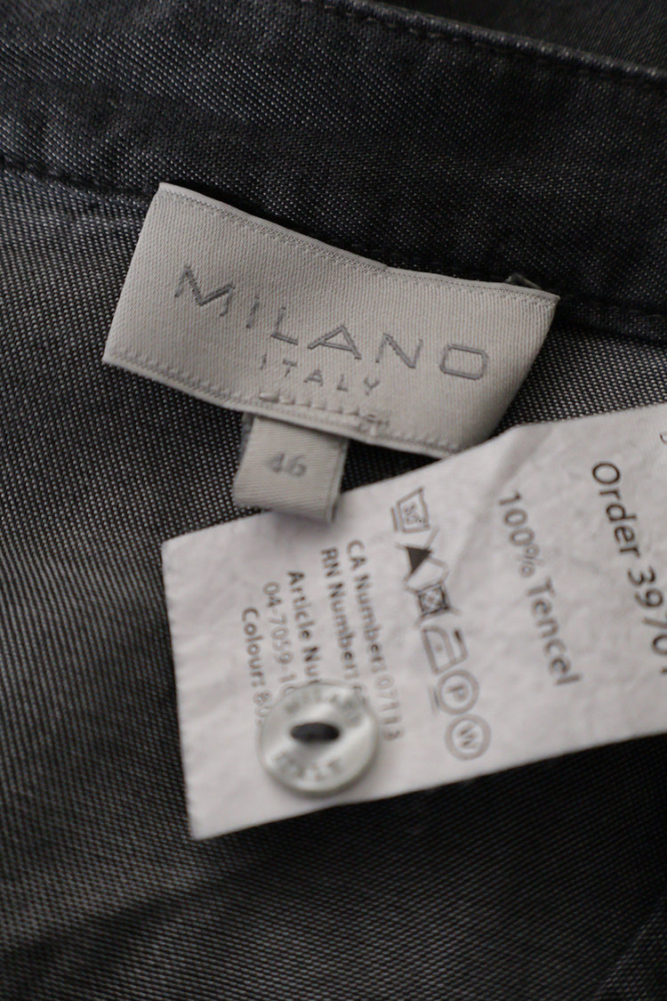 Eticheta marime si compozitie (rotita dreapta) - Rochie - Premium gri din Tencel cu linie lejera – L – Femei