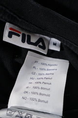 Eticheta marime si compozitie (rotita dreapta) - Tricou - FILA negru din bumbac cu croială simplă – M – Femei