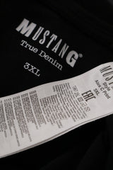 Eticheta marime si compozitie (rotita dreapta) - Tricou - Mustang negru din bumbac cu print frontal – 3XL – Femei