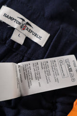 Eticheta marime si compozitie (rotita dreapta) - Pantaloni scurți - Hampton Republic bleumarin din viscoza cu talie inalta si cordon – L – Femei