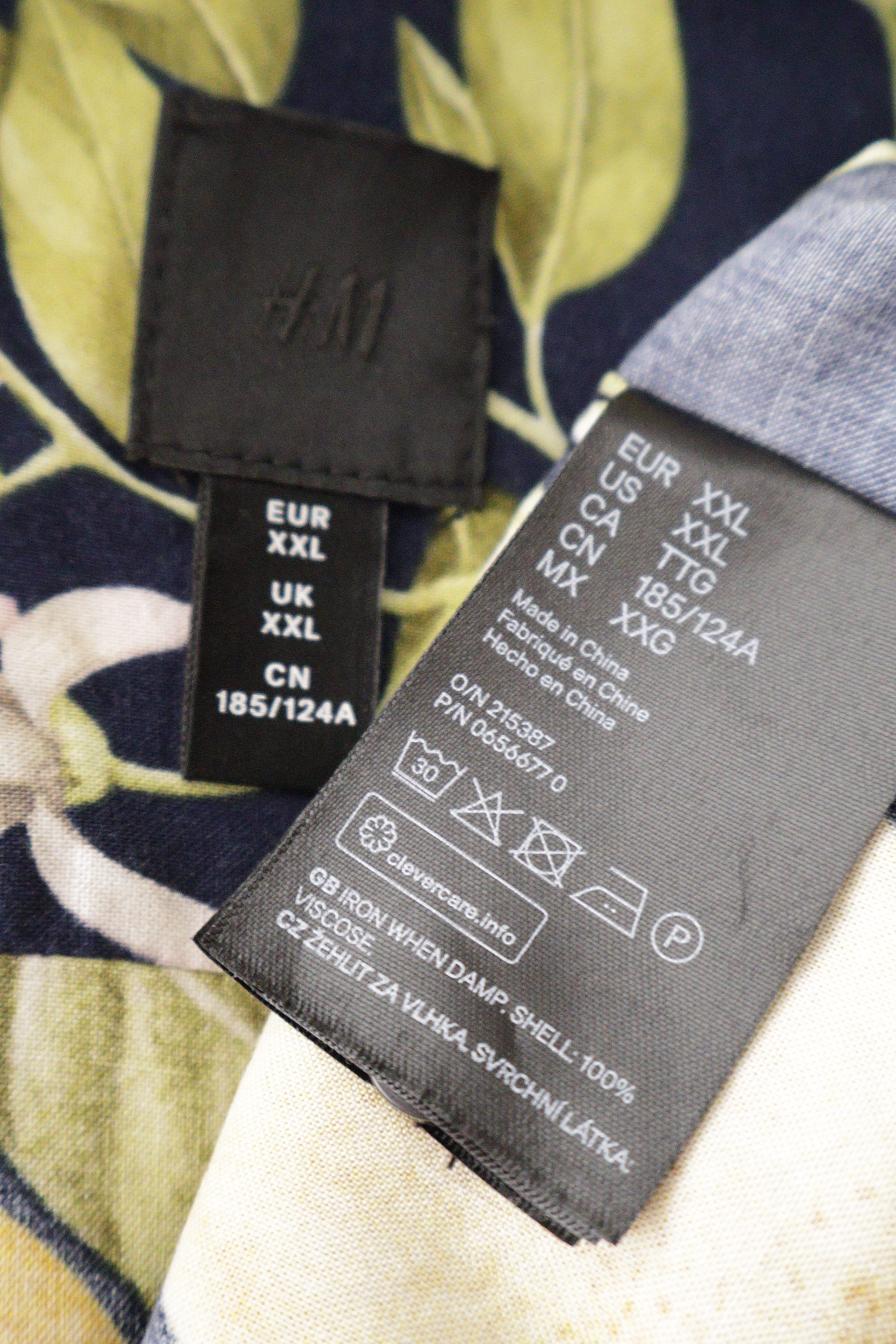 Eticheta marime si compozitie (rotita dreapta) - Cămașă - H&M cu imprimeu citrice si croiala relaxata – XXL – Bărbați